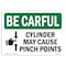 Signmission OSHA CAREFUL Sign, Cylinder May Cause Pinch Points, 24in X 18in Decal, 18" W, 24" L, Landscape OS-BC-D-1824-L-10072 - alternate 1